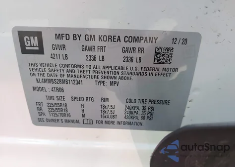 2021 Buick Encore Gx Fwd Preferred из США, поврежденный, VIN KL4MMBS28MB112341